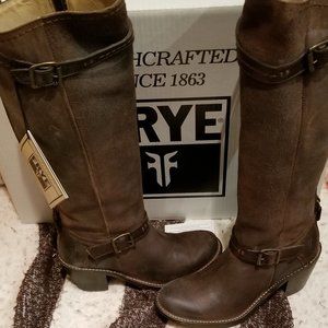 Frye Boots "Carmen" Distressed Knee High Belted 7M